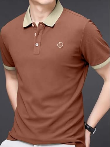 Lymio Polo T Shirt for Men || Men Casual T-Shirt || Polo Available in Combo Pack of 2 (Polo-45-46-Pista-Orange-L)
