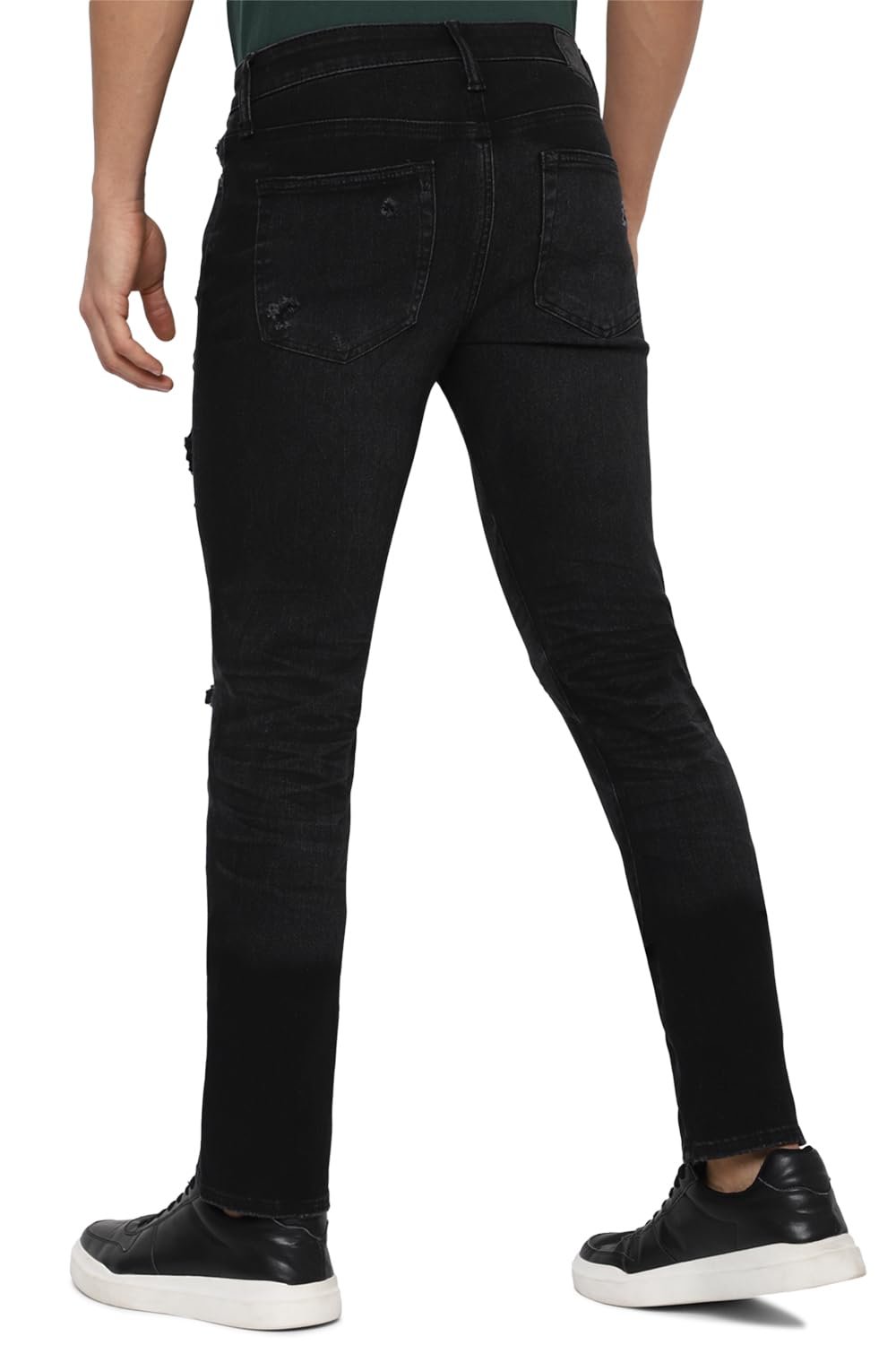 American Eagle Men Black Airflex 360 Patched Slim Jean
