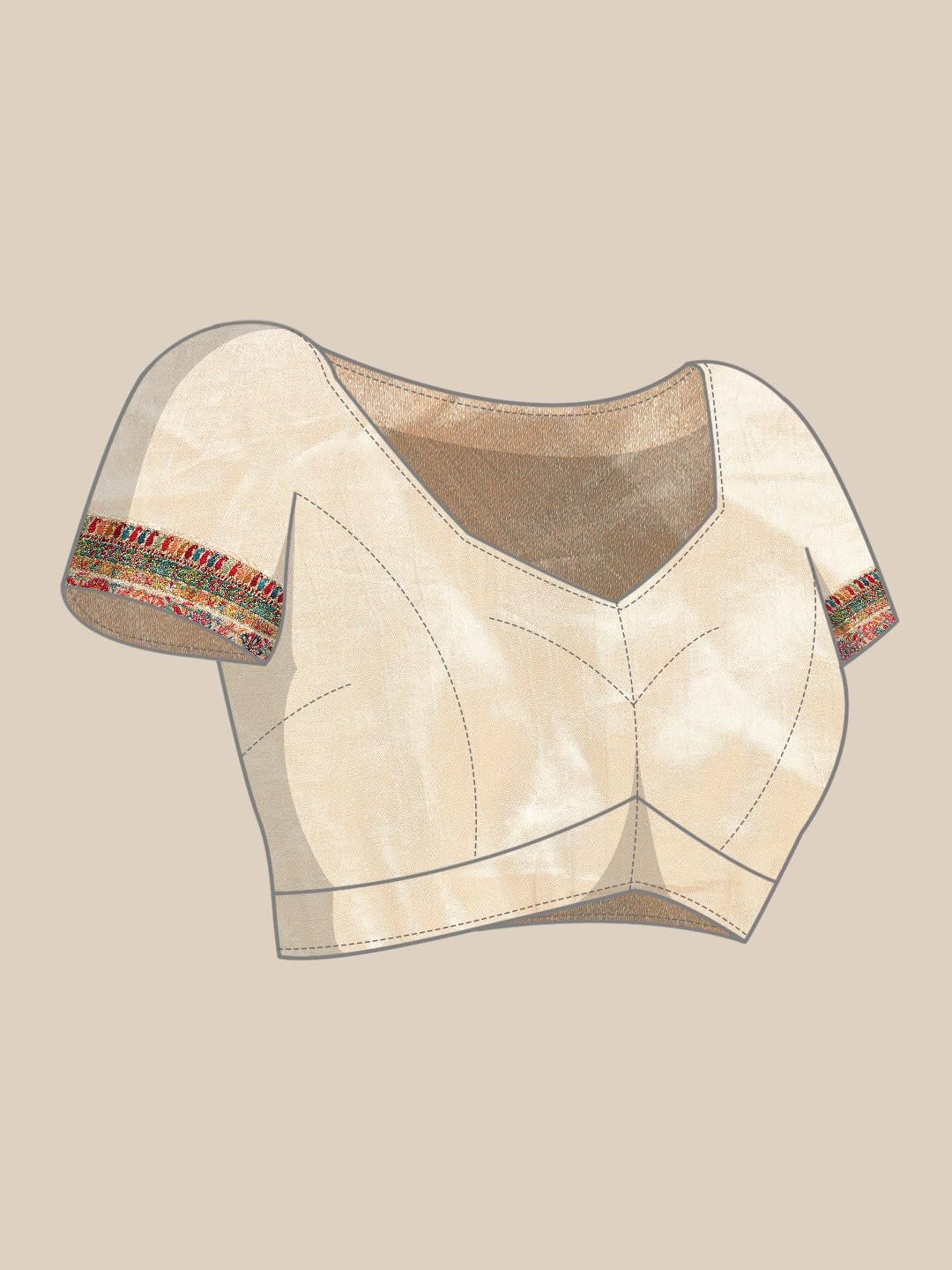 MOHEY Women's Cream Art Silk Embroidered|Thread Work Saree (Cream)