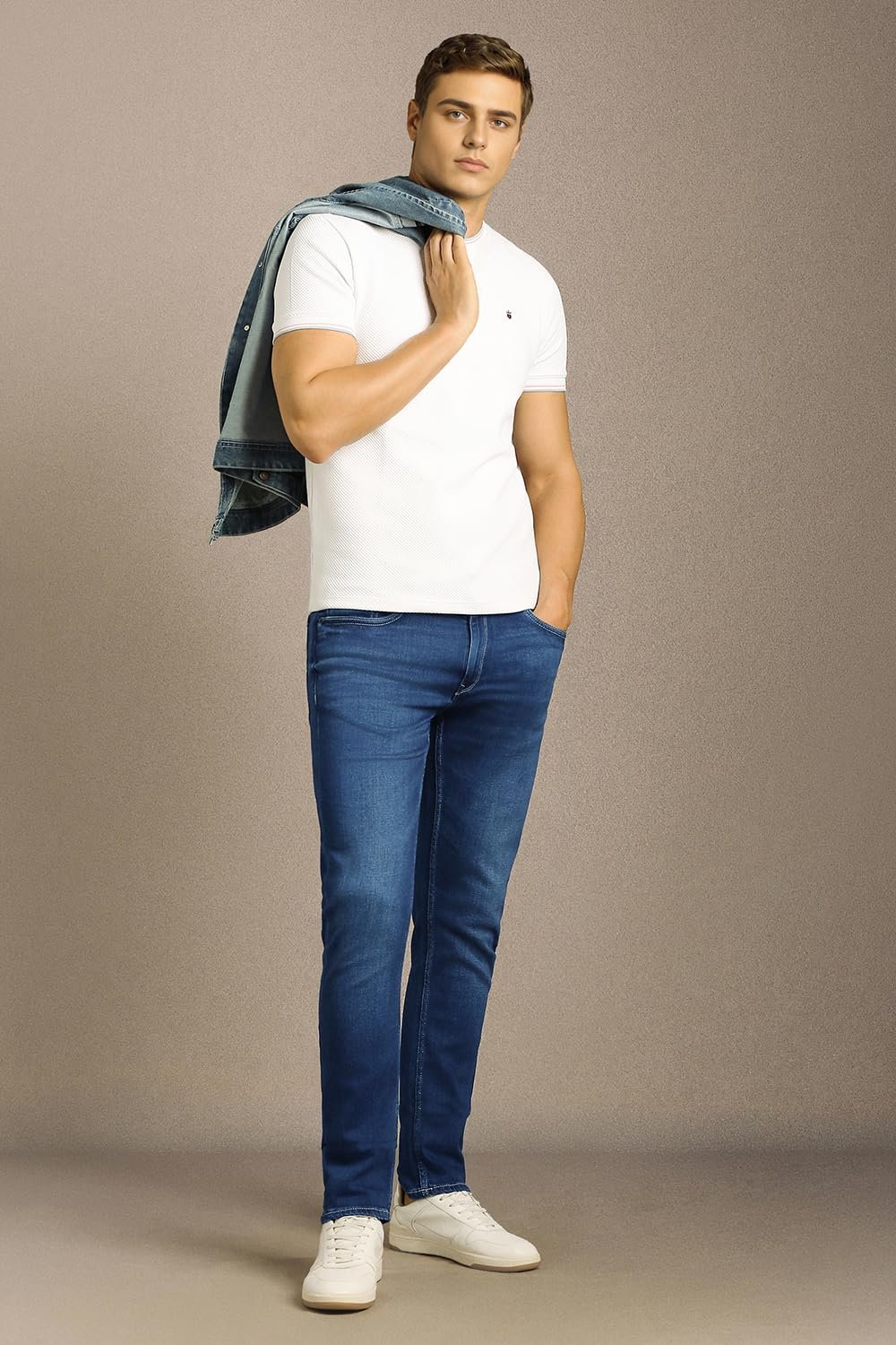 Louis Philippe Men Blue Mid Slim Fit Jeans