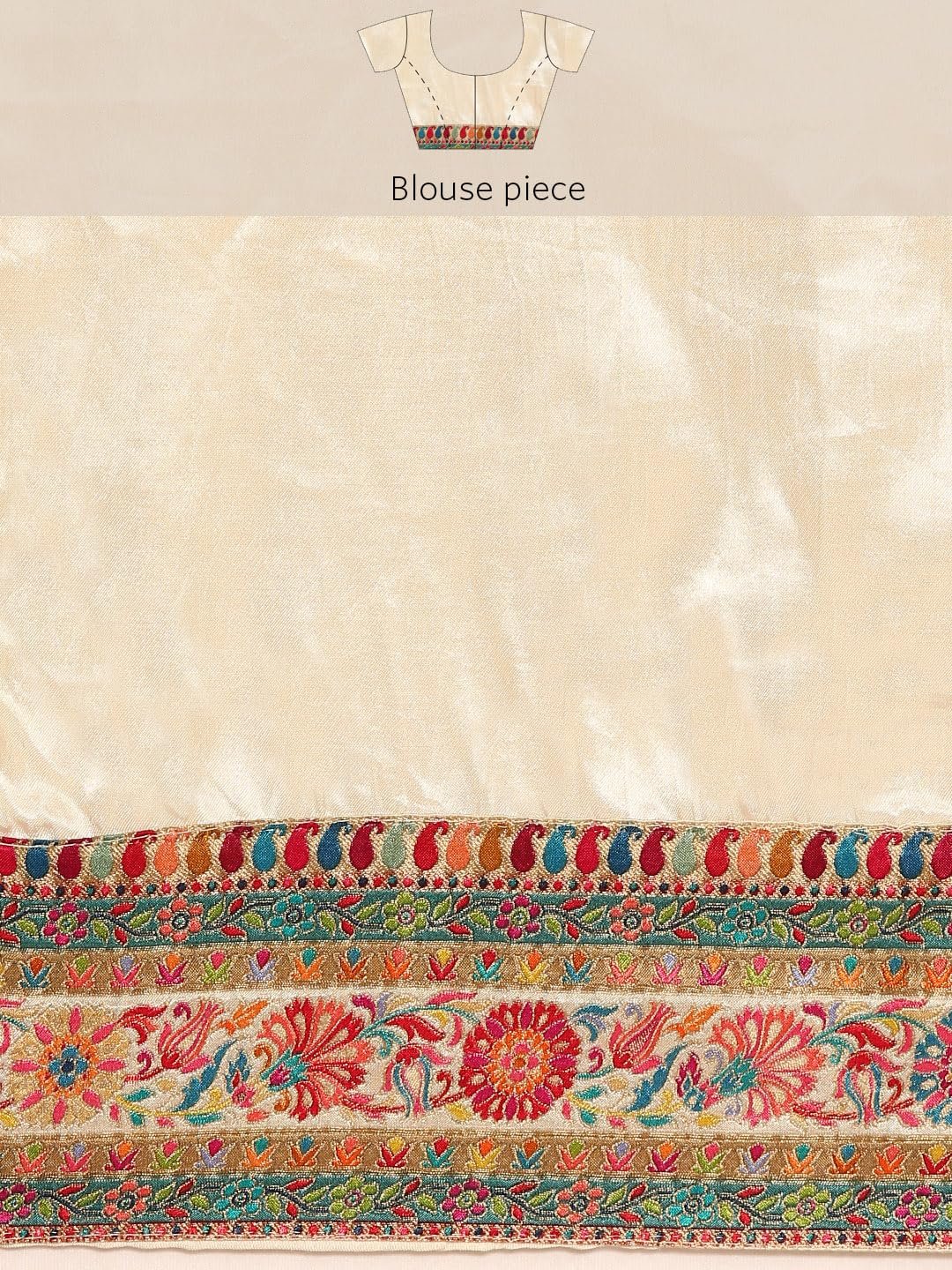 MOHEY Women's Cream Art Silk Embroidered|Thread Work Saree (Cream)