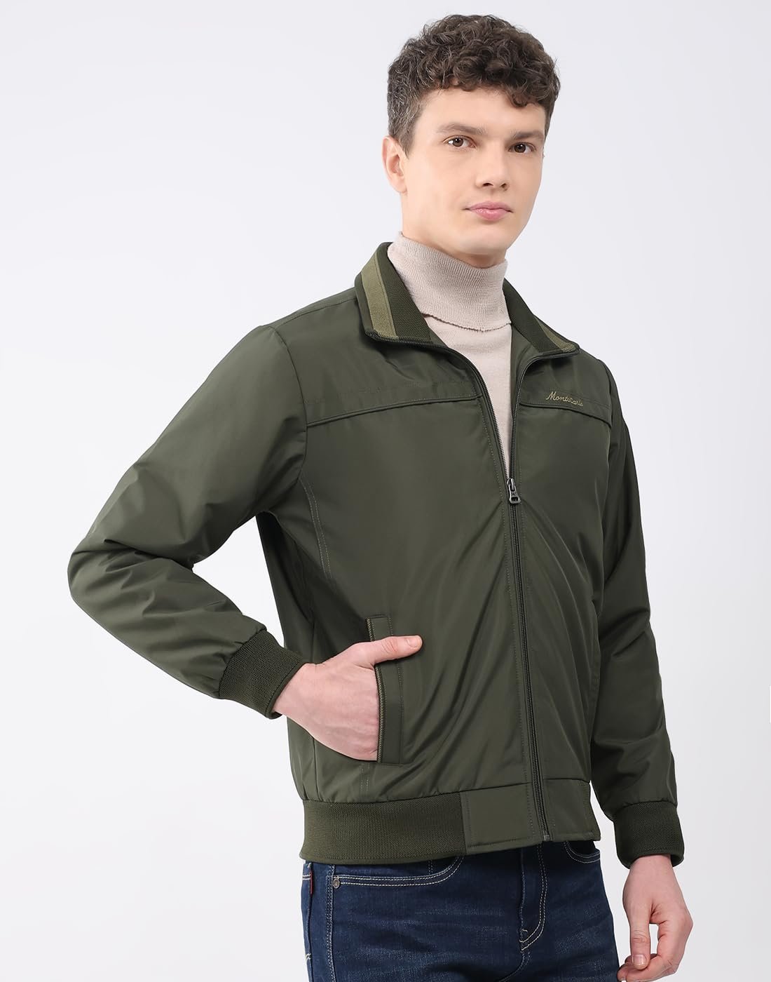 Men’s Regular Fit Solid Collared Neck Full Sleeve Winter Jacket | Soft Warm Fabric | Stylish Classic Winter Outerwear | Stylish Men’s Winter Jacket Olive L (Pack 1)