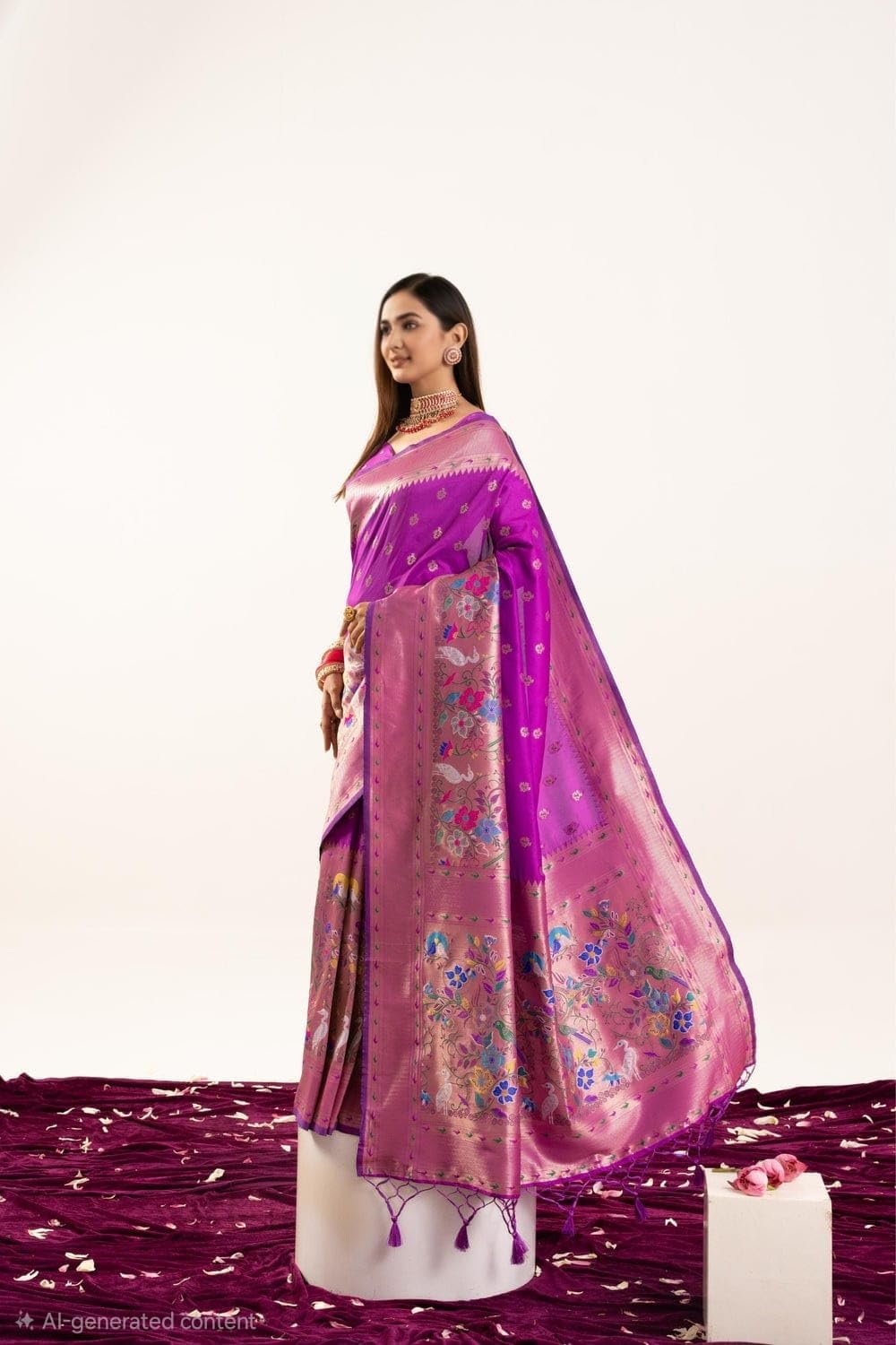 Women's Soft Royal Rajwadi Kanjivaram Kanchipuram Banarasi Paithani Silk Saree With Blouse Piece For Wedding (color-1.3)