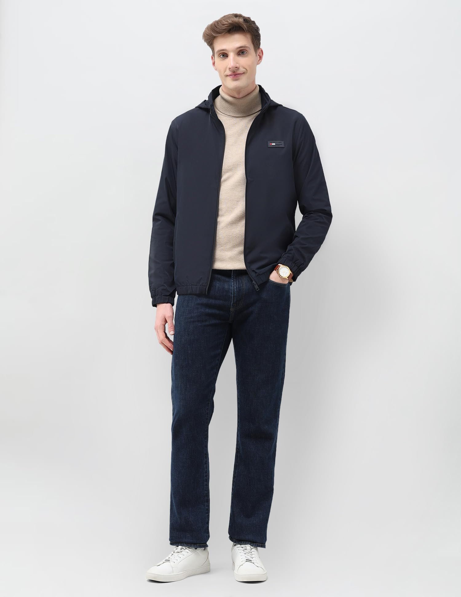 Mens Transitional Jacket With Conceled Hood Full Sleeve Jackets (USJCKS028_NAVY)