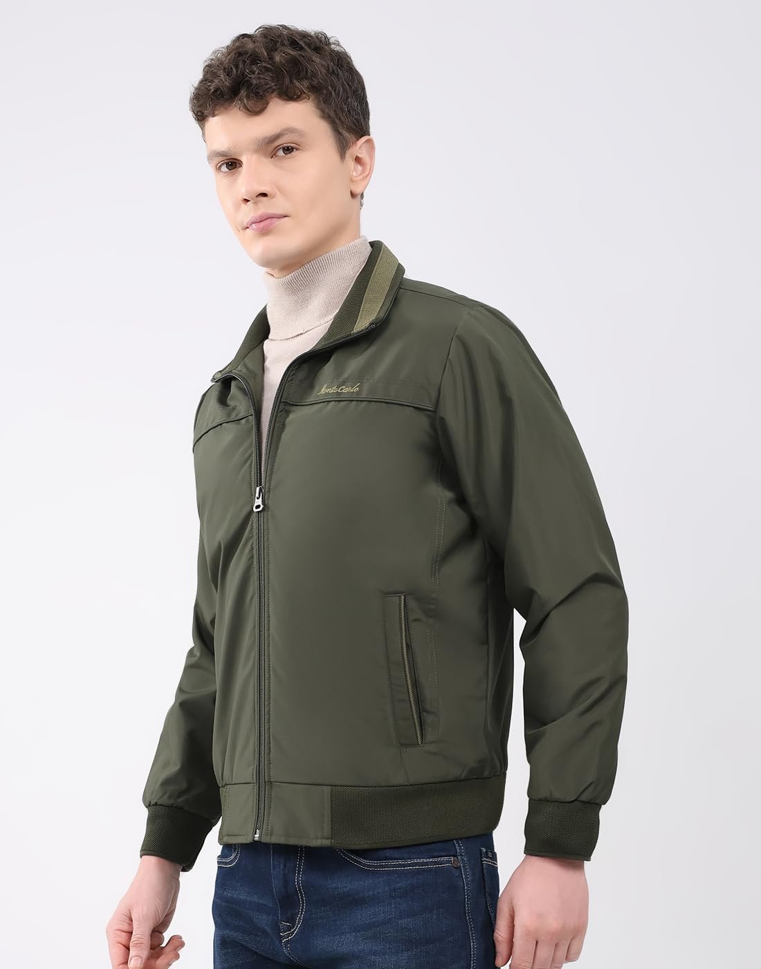 Men’s Regular Fit Solid Collared Neck Full Sleeve Winter Jacket | Soft Warm Fabric | Stylish Classic Winter Outerwear | Stylish Men’s Winter Jacket Olive L (Pack 1)