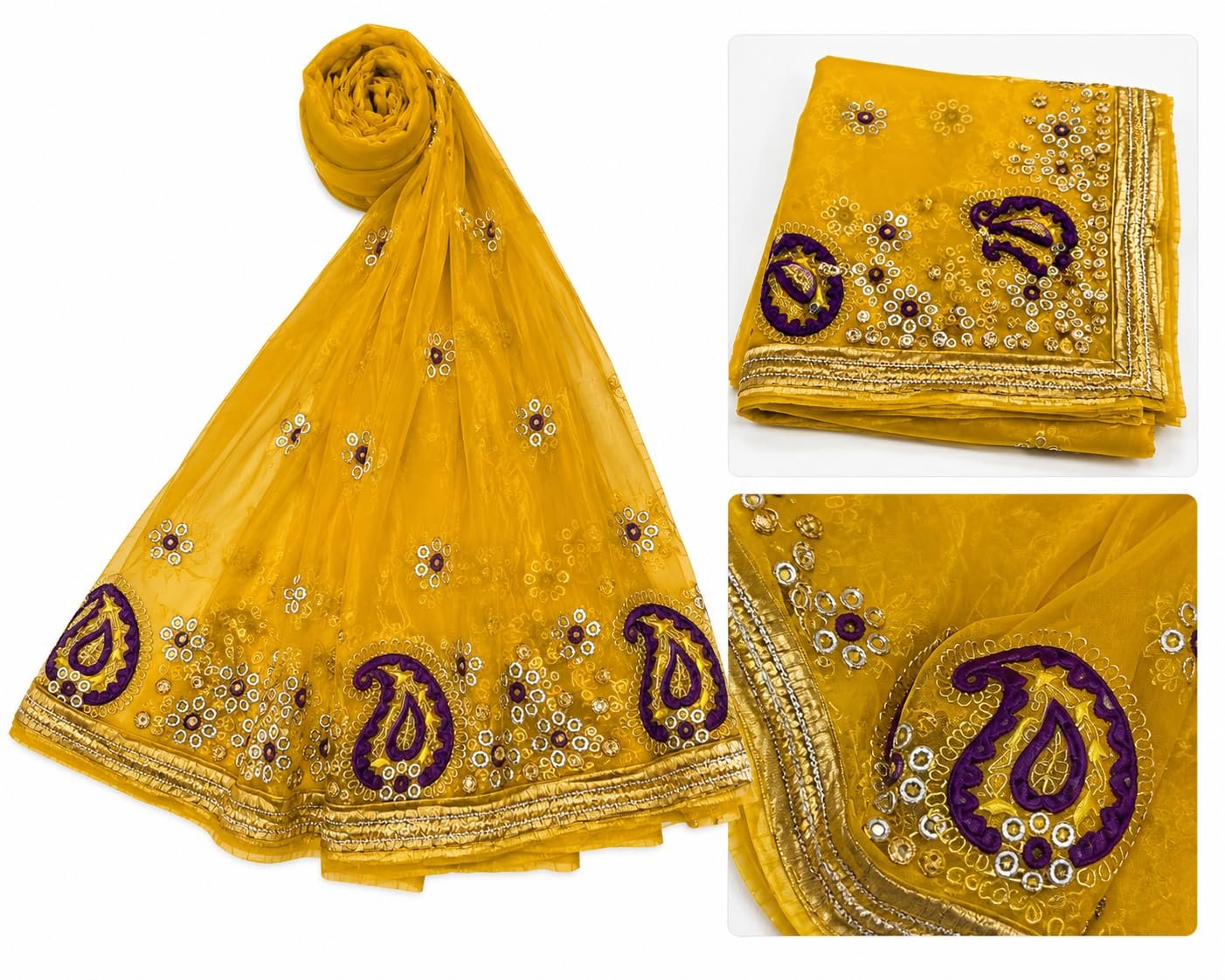 Women's Traditional Pure Georgette Handwork Saree, Size M