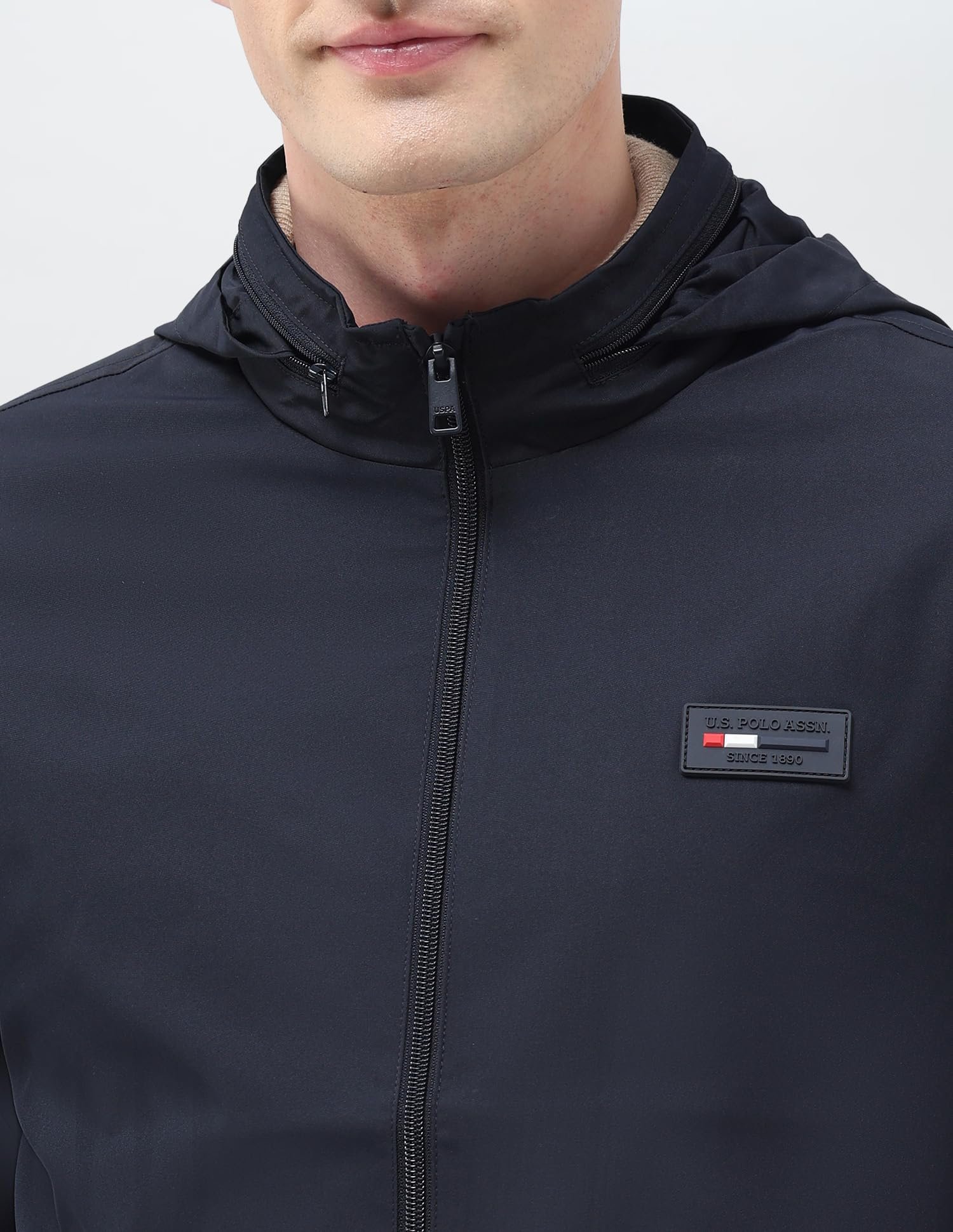 Mens Transitional Jacket With Conceled Hood Full Sleeve Jackets (USJCKS028_NAVY)