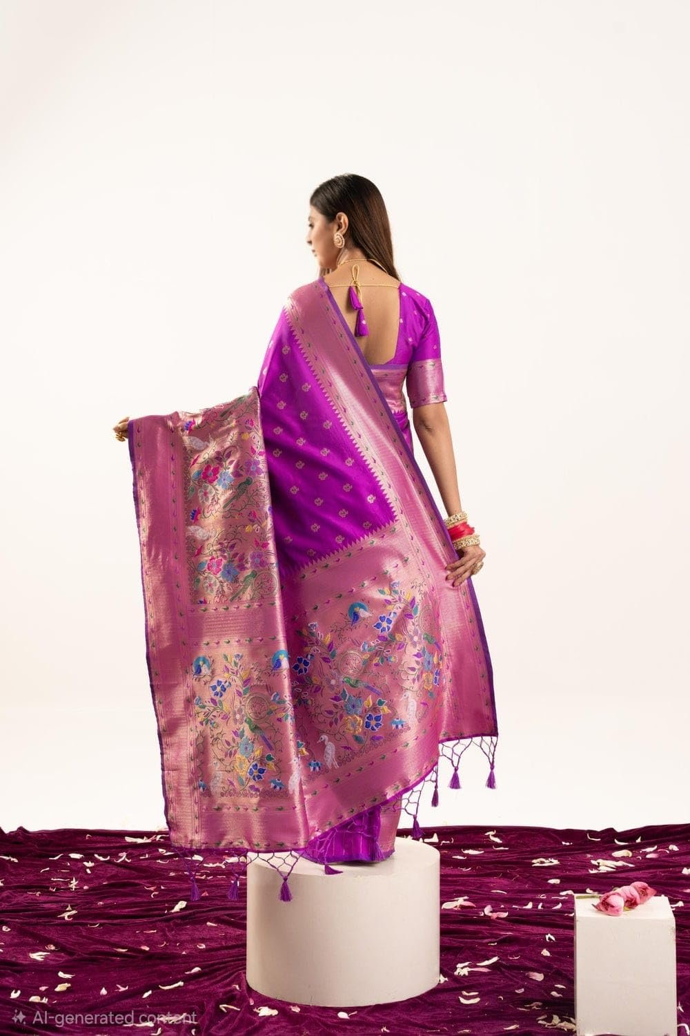 Women's Soft Royal Rajwadi Kanjivaram Kanchipuram Banarasi Paithani Silk Saree With Blouse Piece For Wedding (color-1.3)