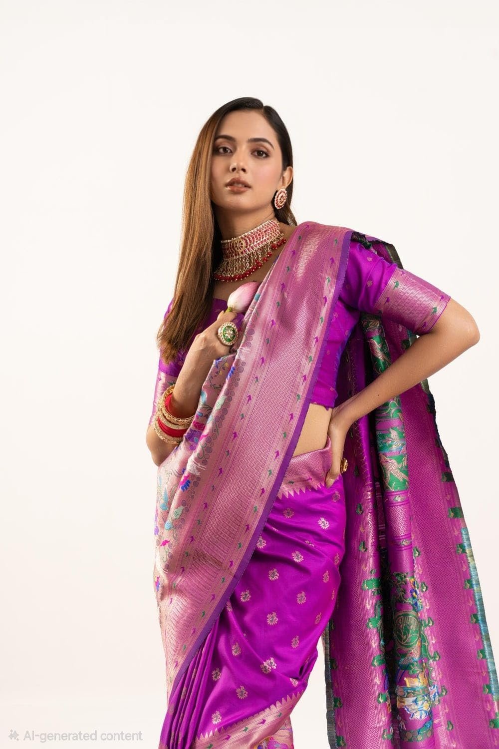 Women's Soft Royal Rajwadi Kanjivaram Kanchipuram Banarasi Paithani Silk Saree With Blouse Piece For Wedding (color-1.3)