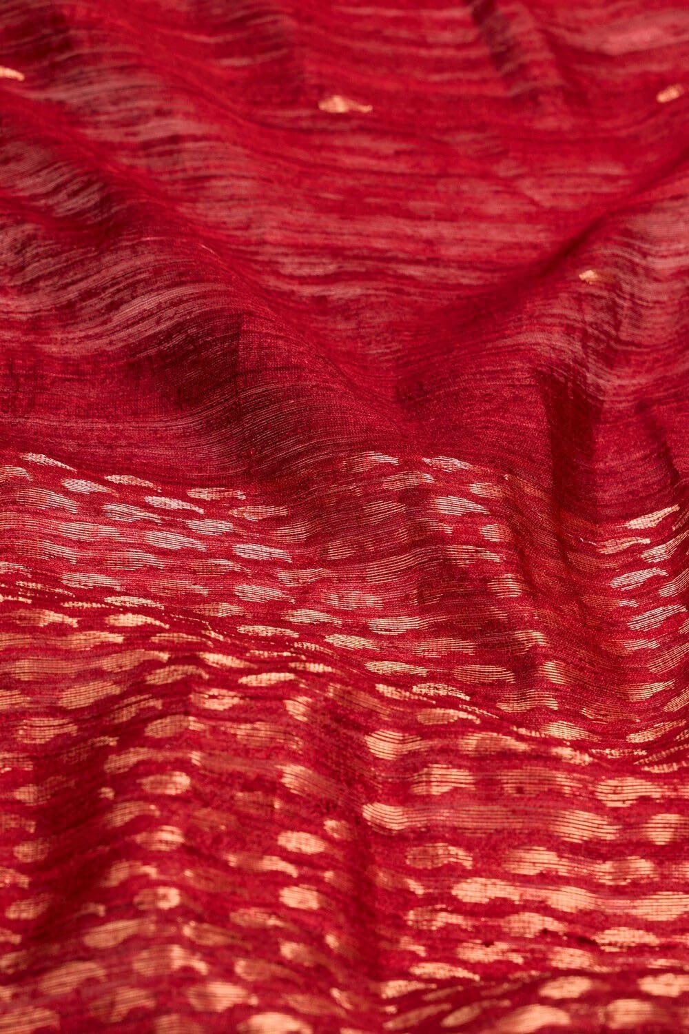 Women Dark Red Woven Pure Silk Vanya Bengal Saree with Unstitched Blouse Piece (SAPH01AC6405-Dark Red)