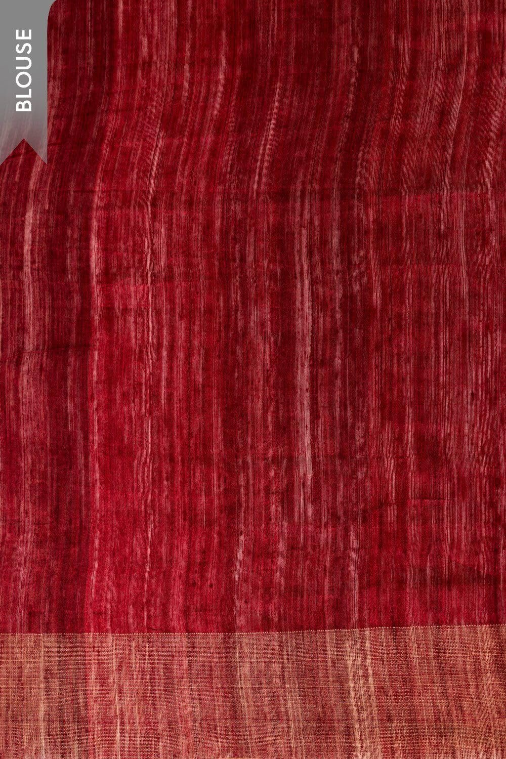 Women Dark Red Woven Pure Silk Vanya Bengal Saree with Unstitched Blouse Piece (SAPH01AC6405-Dark Red)