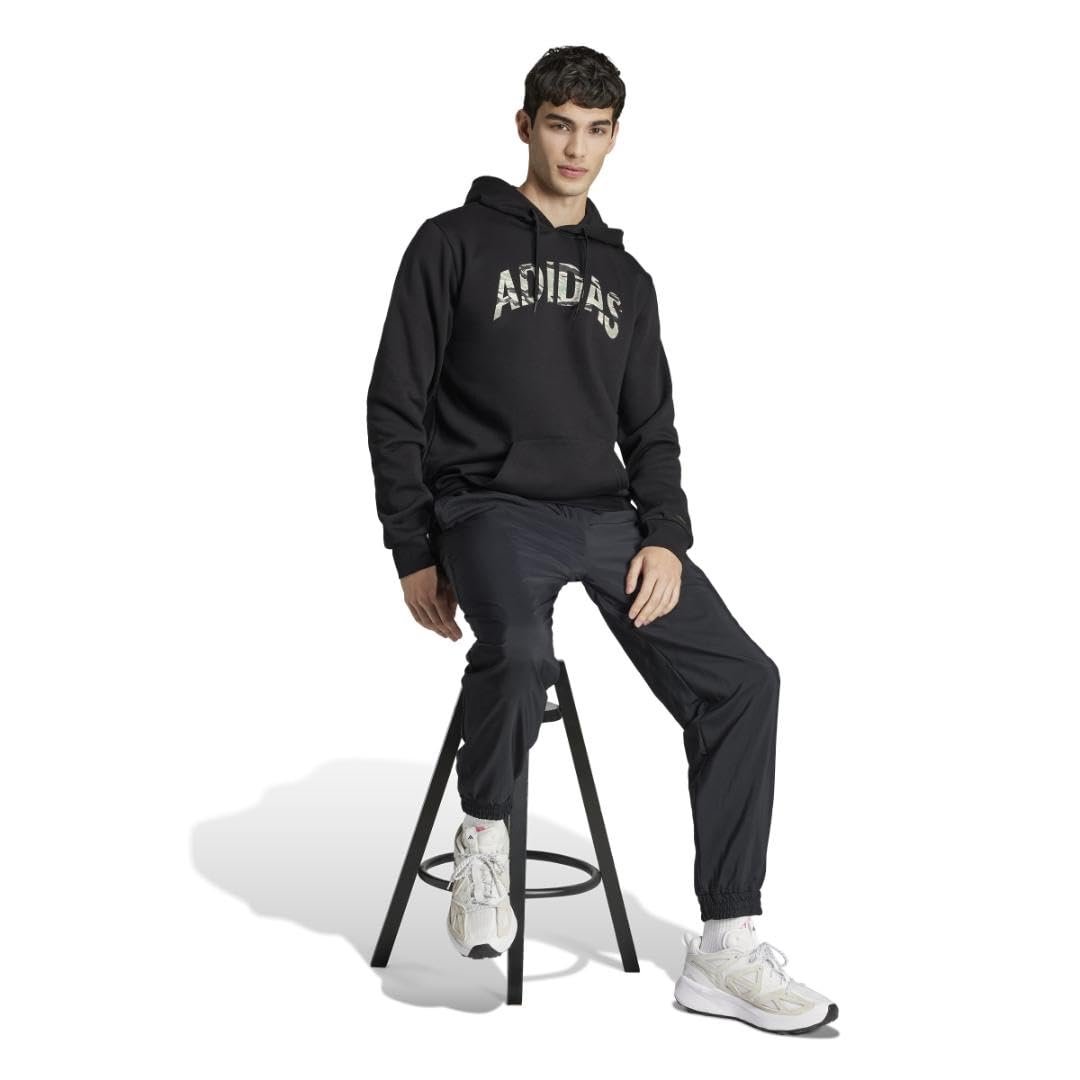 Men's Size Codes Camouflage Linear Graphic Hoodie, Black, X-Large