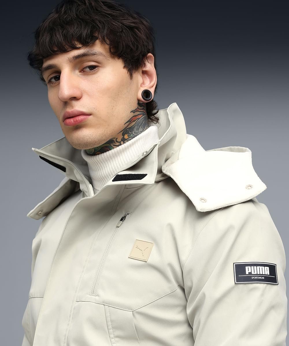 Wardrobe Essentials Men's Insulated Hooded Jacket | Desert Dust | S