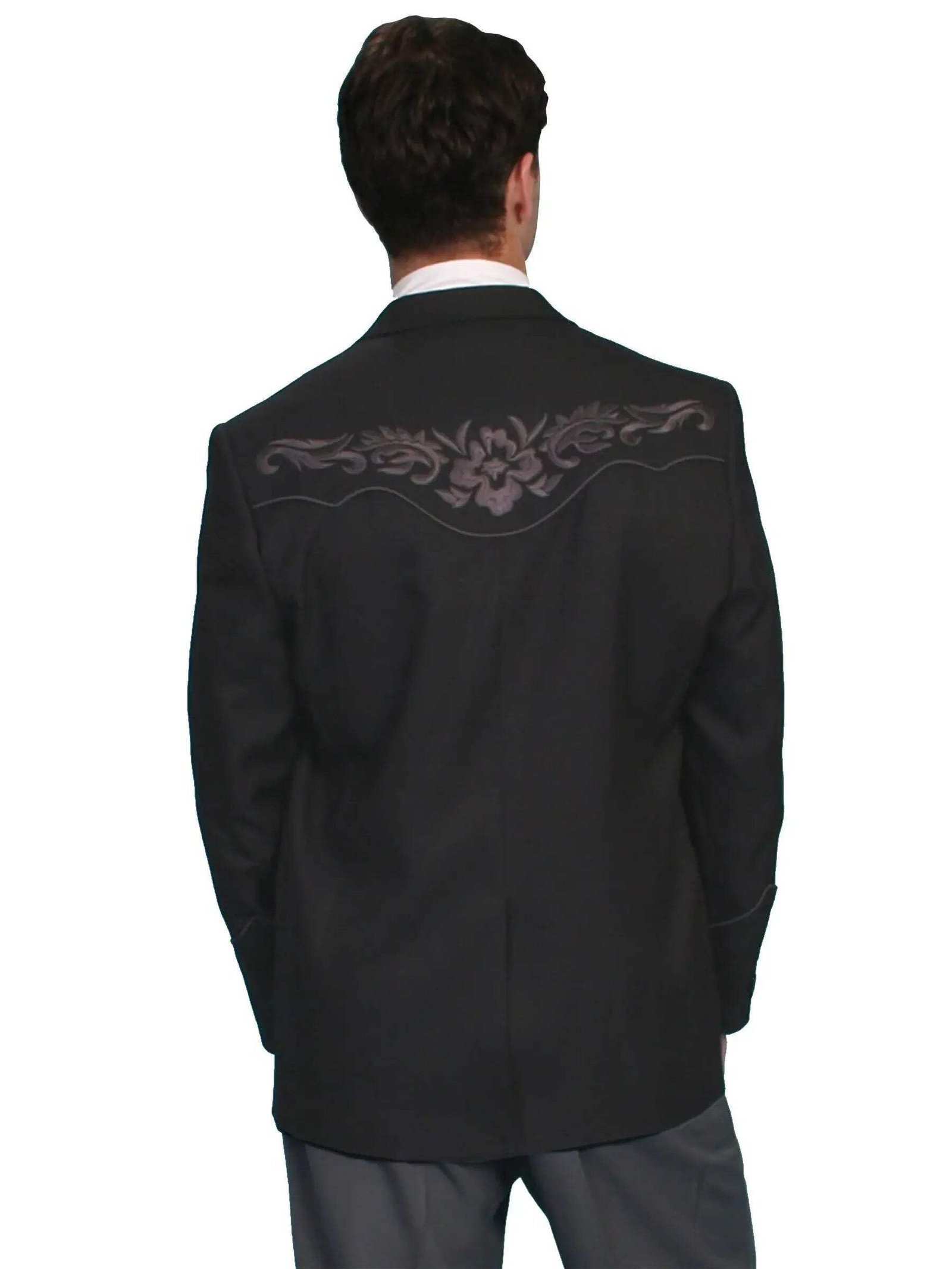 Black Button Front Men's Blazer P-656, Grey, 44