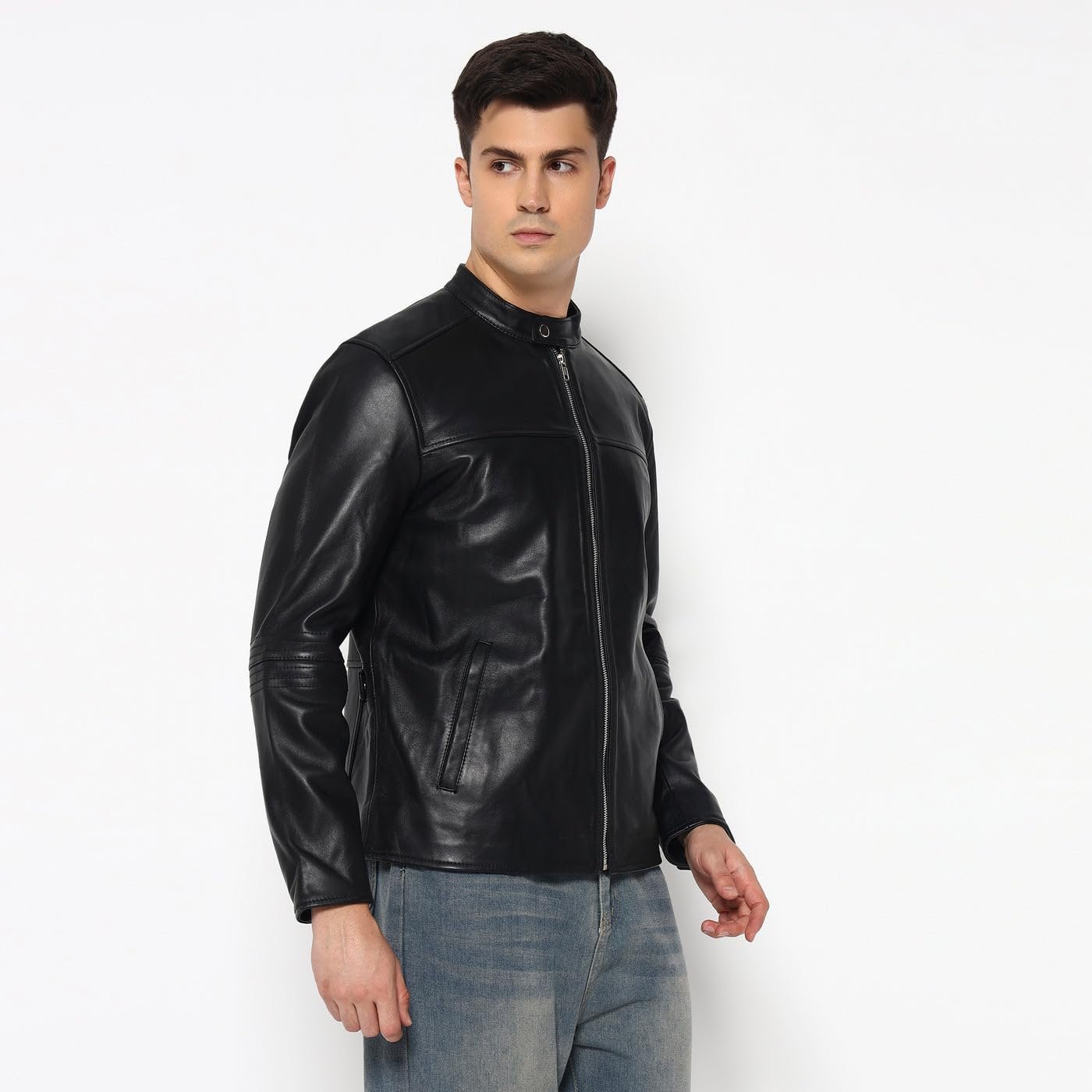 Men’s Timeless Plain Black Leather Jacket for Men | Full Sleeve | Latest Stylish Jacket | Winter Wear Bomber Jacket for Everyday Wear