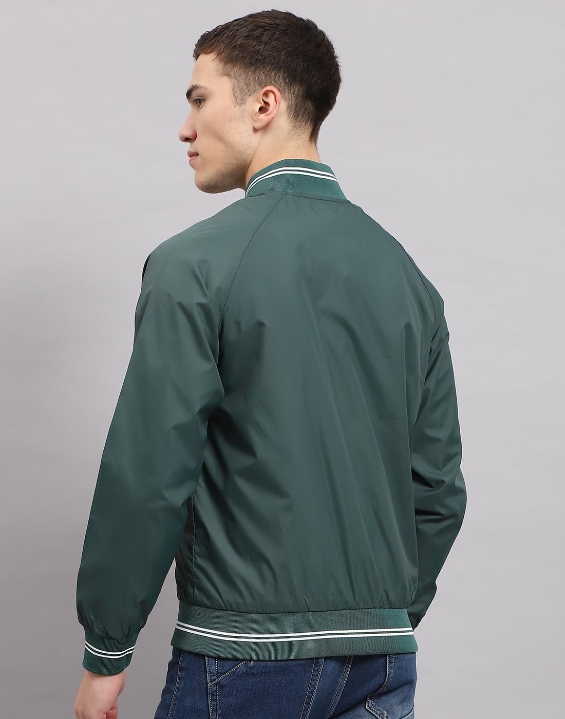 Mens Solid Olive Mock Neck Full Sleeve Jacket (224261867-5-40)