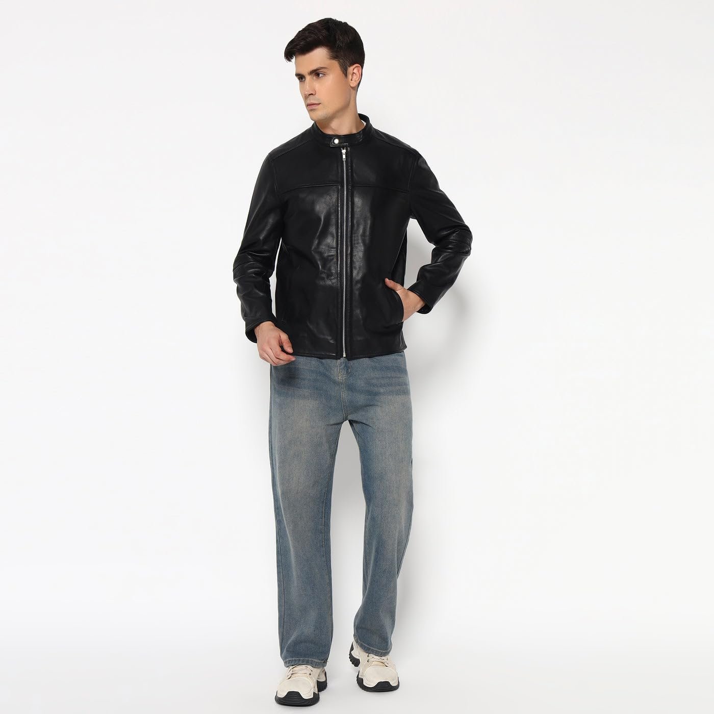 Men’s Timeless Plain Black Leather Jacket for Men | Full Sleeve | Latest Stylish Jacket | Winter Wear Bomber Jacket for Everyday Wear