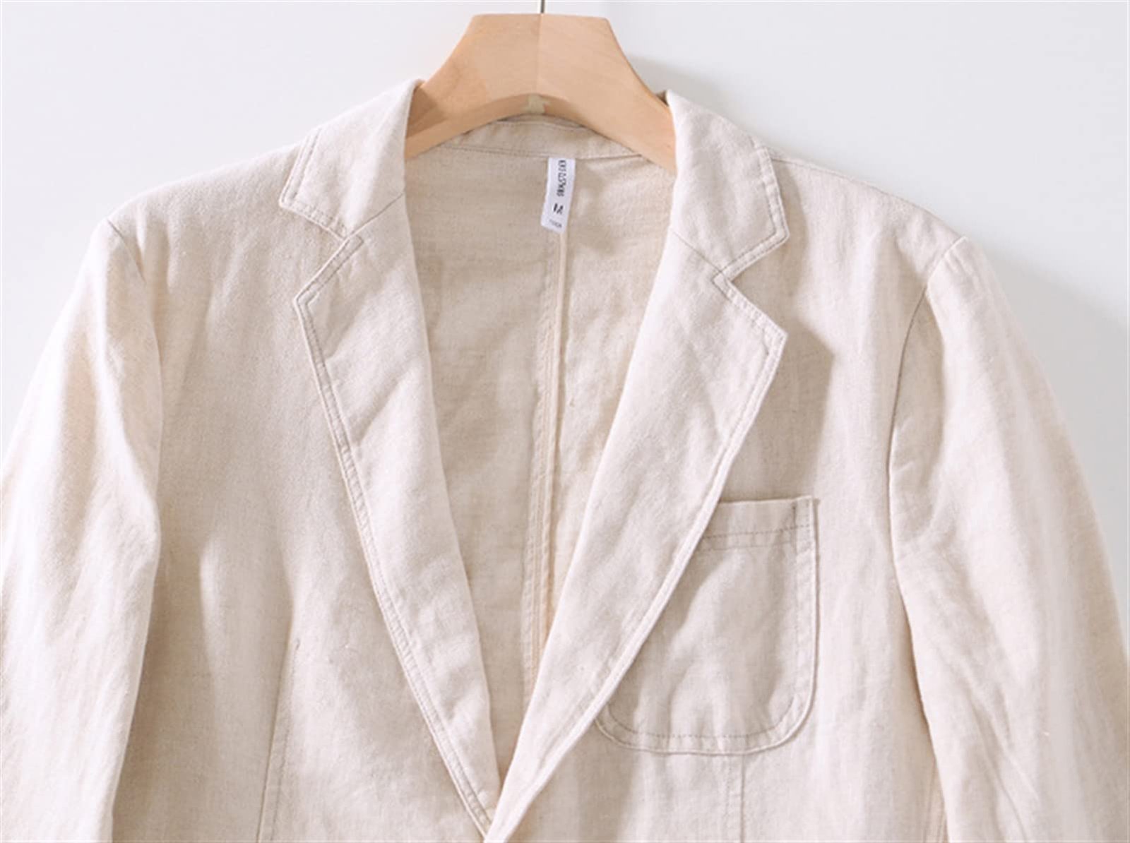 Men's Linen Blazer Lightweight Suit Jackets Two Buttons Casual Sport Coat, Khaki, X-Large