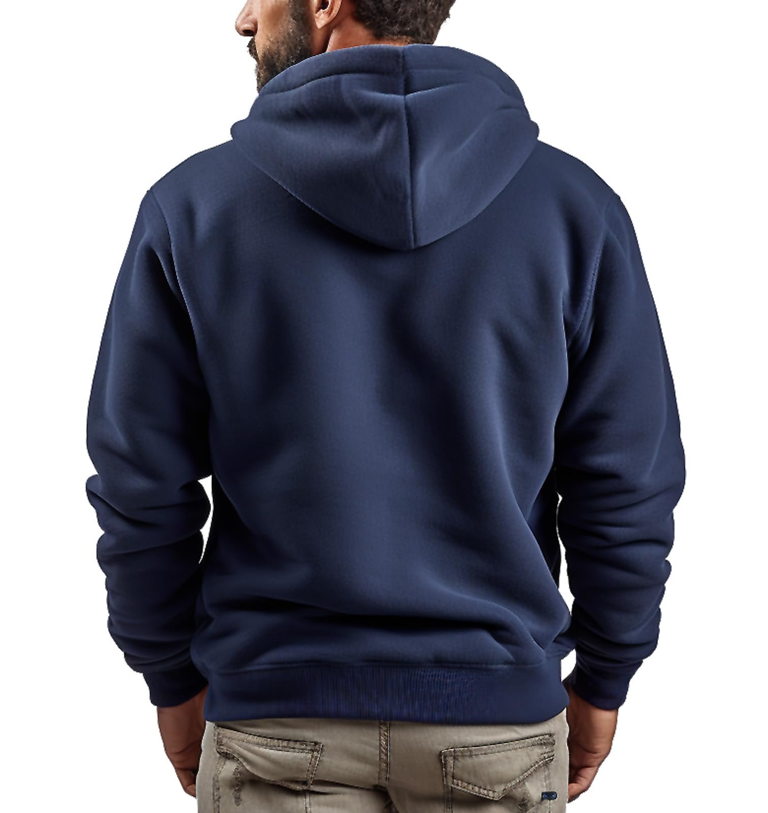 Sherpa Lined Hoodies for Men Heavyweight Full Zip Up Sweatshirt Thick Fleece Jackets Winter Warm Coats, Navy, 4XL