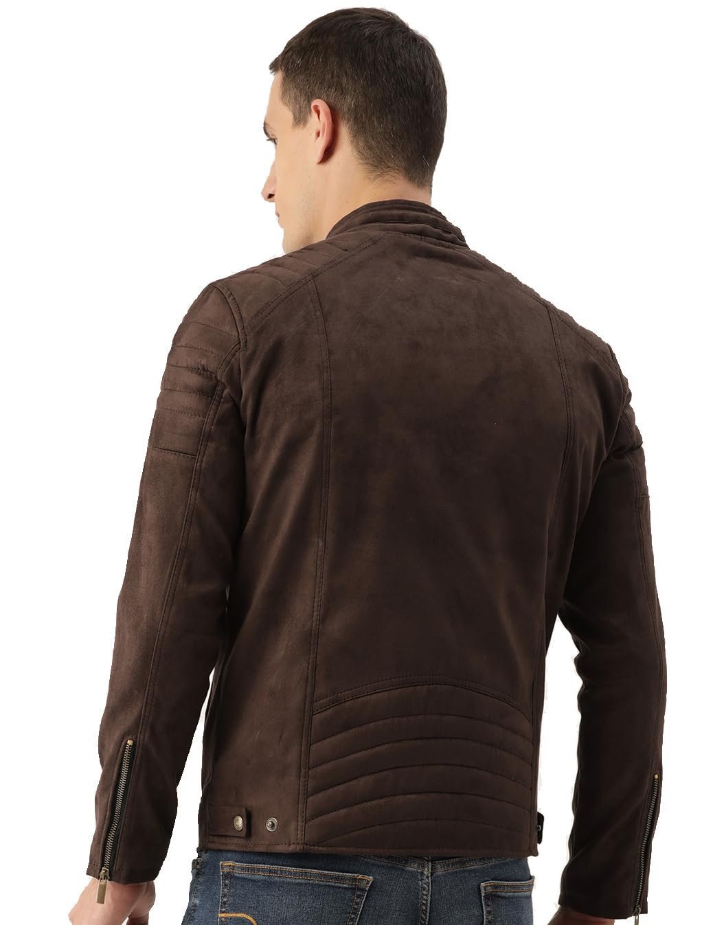 Coffee-Colored Suede Standard Length Jacket For Men's (Me) Bronze Coffee Medium