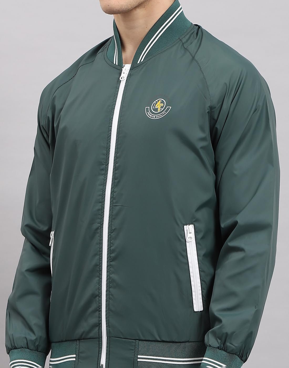 Mens Solid Olive Mock Neck Full Sleeve Jacket (224261867-5-40)