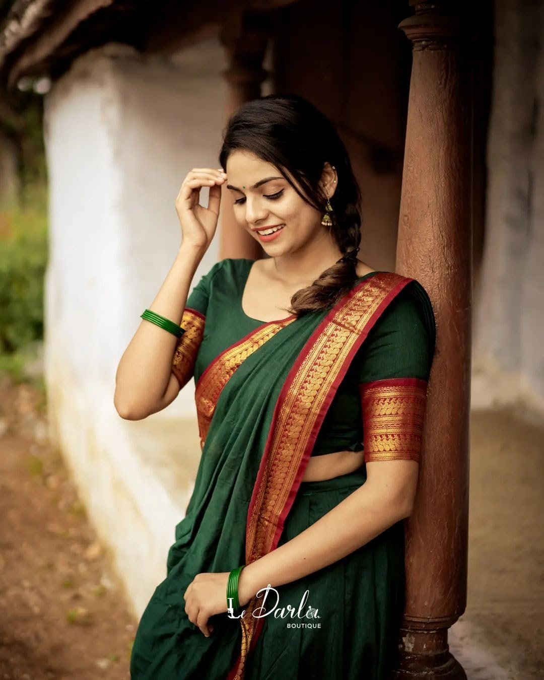 Women's Banarasi and Kanjivaram Silk Traditional Lehenga Saree, Unstitched Lehenga Choli, Half Saree (GREEN)