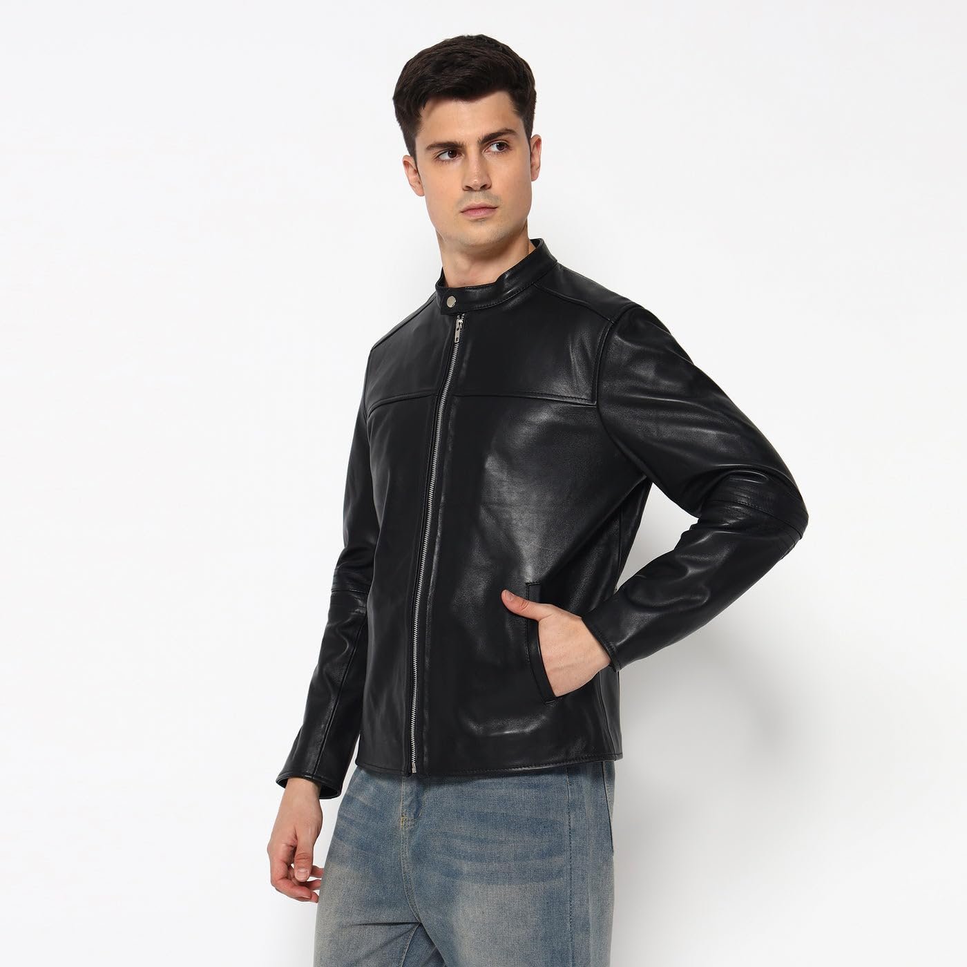 Men’s Timeless Plain Black Leather Jacket for Men | Full Sleeve | Latest Stylish Jacket | Winter Wear Bomber Jacket for Everyday Wear