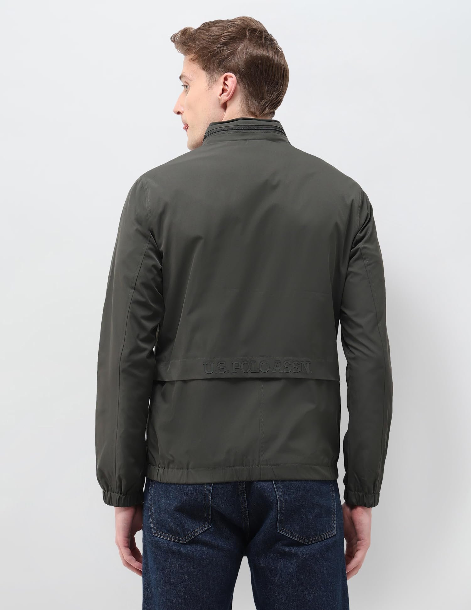 Mens Transitional Jacket With Conceled Hood Full Sleeve Jackets (USJCKS030_DK-OLIVE)