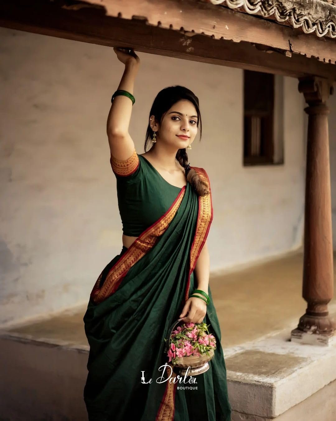 Women's Banarasi and Kanjivaram Silk Traditional Lehenga Saree, Unstitched Lehenga Choli, Half Saree (GREEN)