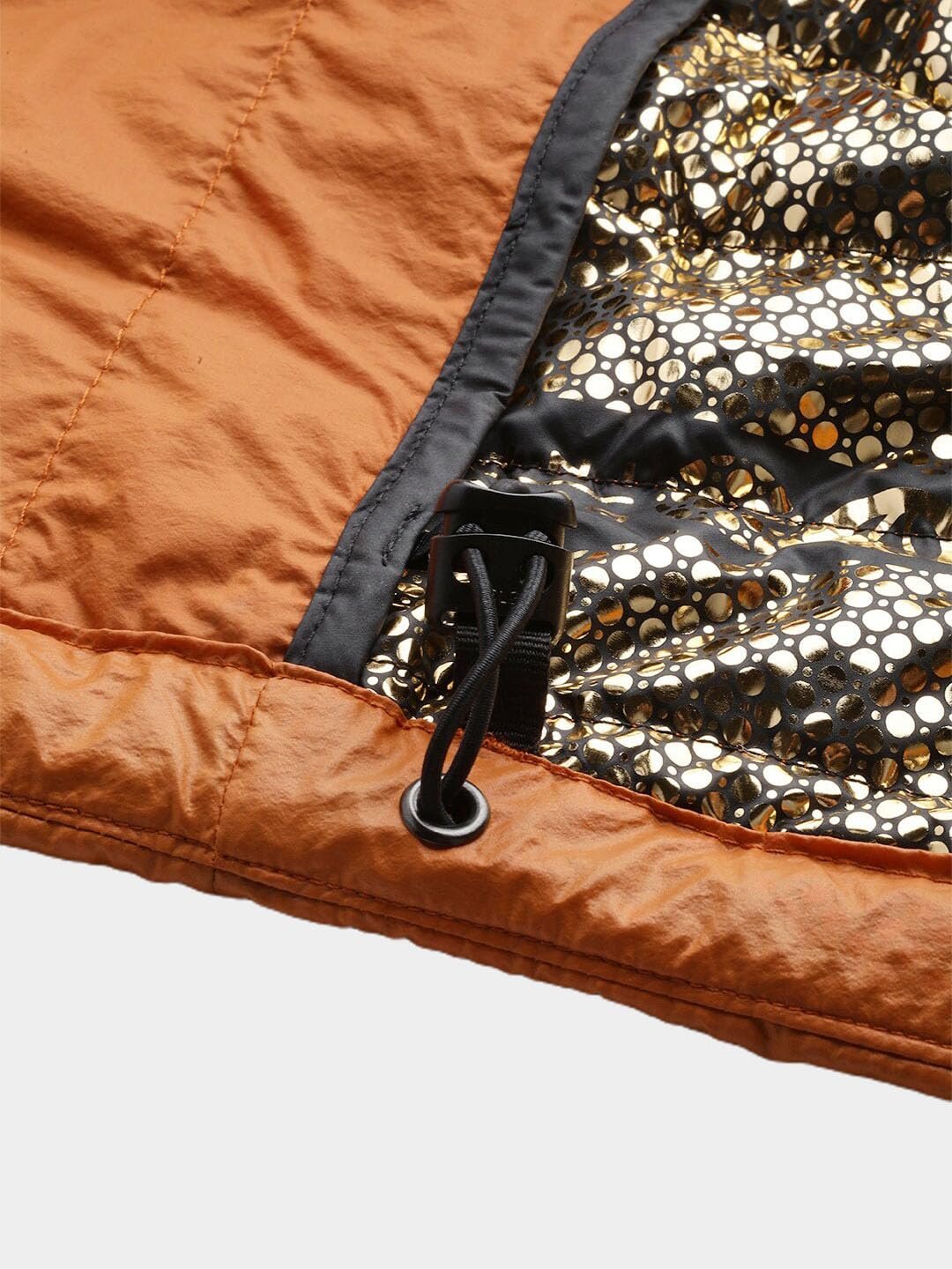 Men Platinum Peak Hooded Nylon Polyester Jacket (WO2808-858-Large_Warm Copper, Black)