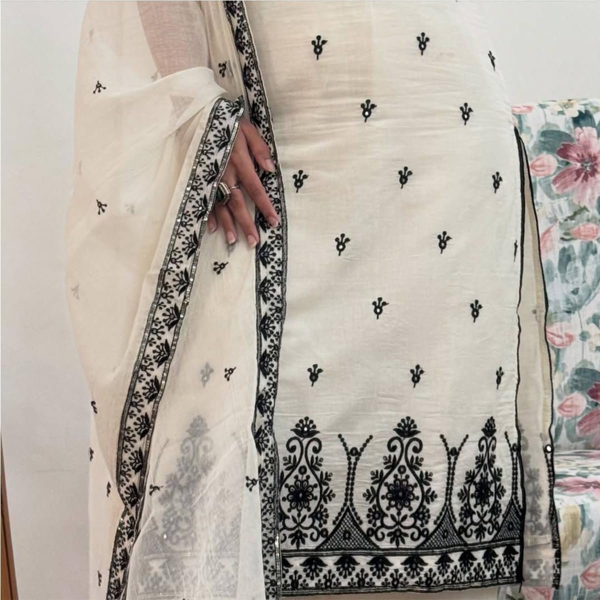 WOMEN'S Cotton Silk FullStichedsalwar LEHENGA suit Designer SAnarkaliStitchedSuit Fully Stitched Suit for Women S SF251239-M SIZE White M