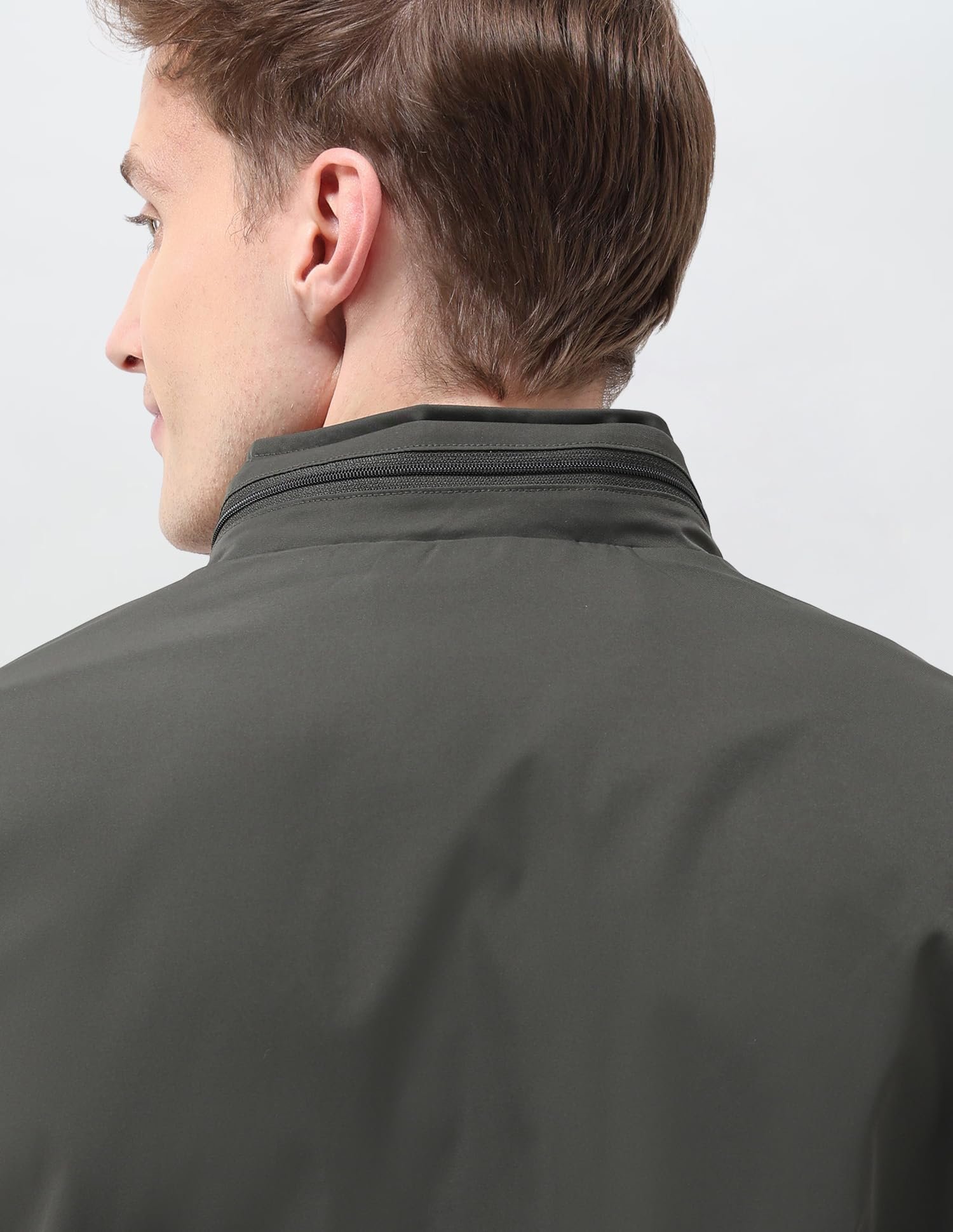 Mens Transitional Jacket With Conceled Hood Full Sleeve Jackets (USJCKS030_DK-OLIVE)