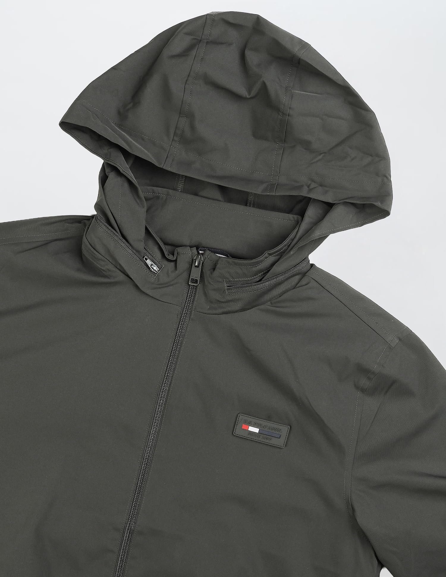 Mens Transitional Jacket With Conceled Hood Full Sleeve Jackets (USJCKS030_DK-OLIVE)