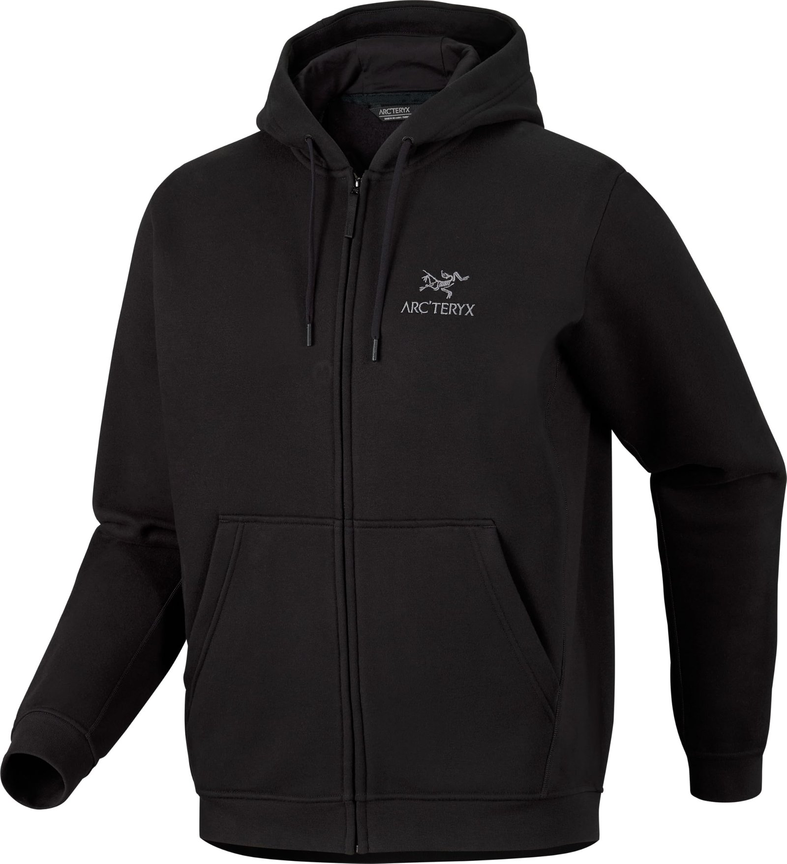 Emblem Fleece Full Zip Hoody Men's - Made To Climb Worn Everywhere - Black, Medium