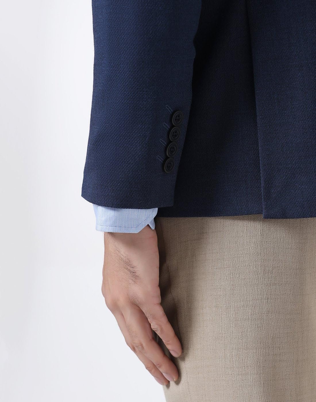 Men Wool Solid Slim Fit Blazers Blue