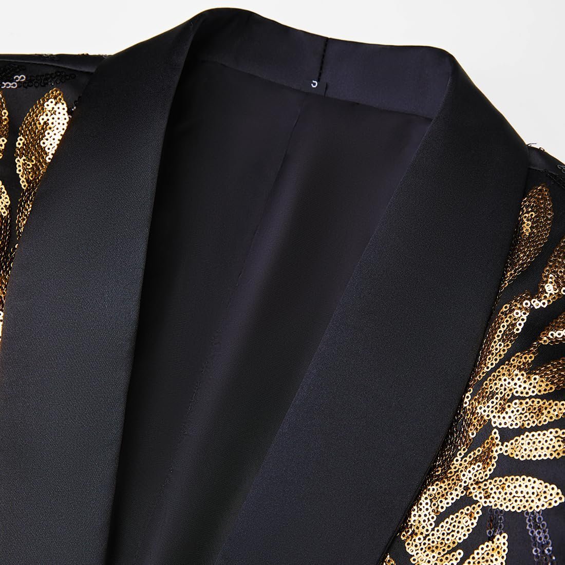 Men's High-end Positioning Sequins Luxury Suits One Button Shawl Lapel Blazer Jacket Pants,Men Tuxedo Suit Set, Gold, Medium