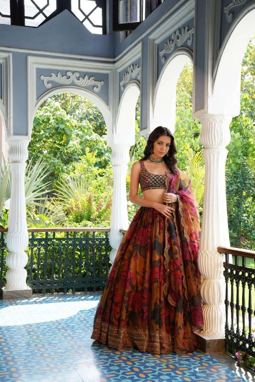 Ready To Wear Indian Lehenga Choli, Duppatt with Stitched Blouse For Women, Bridesmaid, Party, Festival Wear 354, Mustrad Yellow, 36