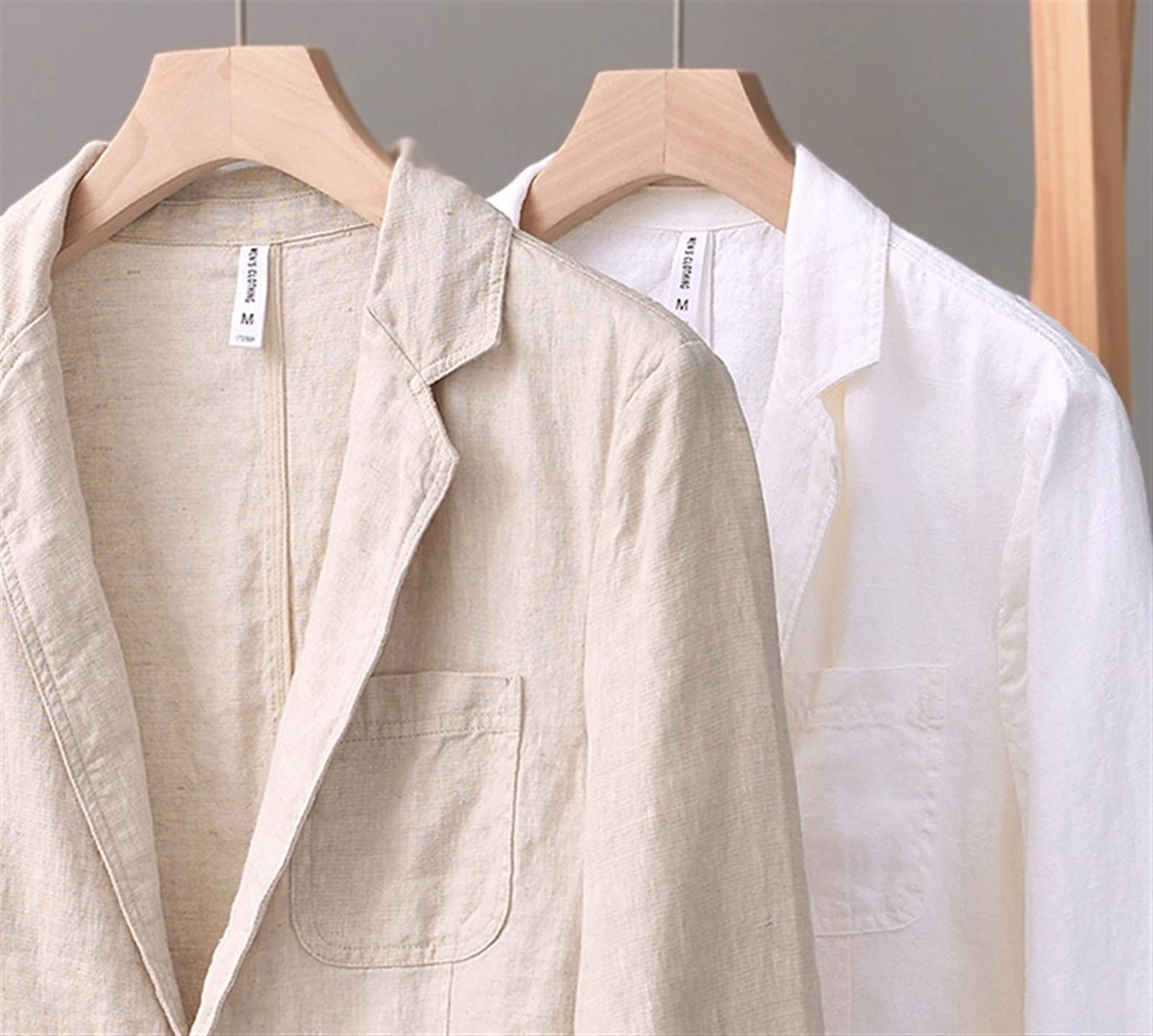 Men's Linen Blazer Lightweight Suit Jackets Two Buttons Casual Sport Coat, Khaki, X-Large