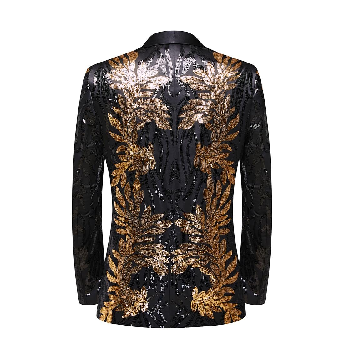 Men's High-end Positioning Sequins Luxury Suits One Button Shawl Lapel Blazer Jacket Pants,Men Tuxedo Suit Set, Gold, Medium