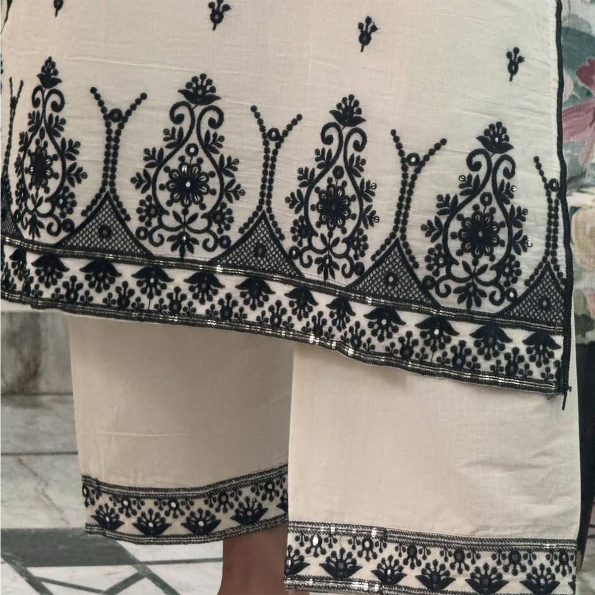 WOMEN'S Cotton Silk FullStichedsalwar LEHENGA suit Designer SAnarkaliStitchedSuit Fully Stitched Suit for Women S SF251239-M SIZE White M