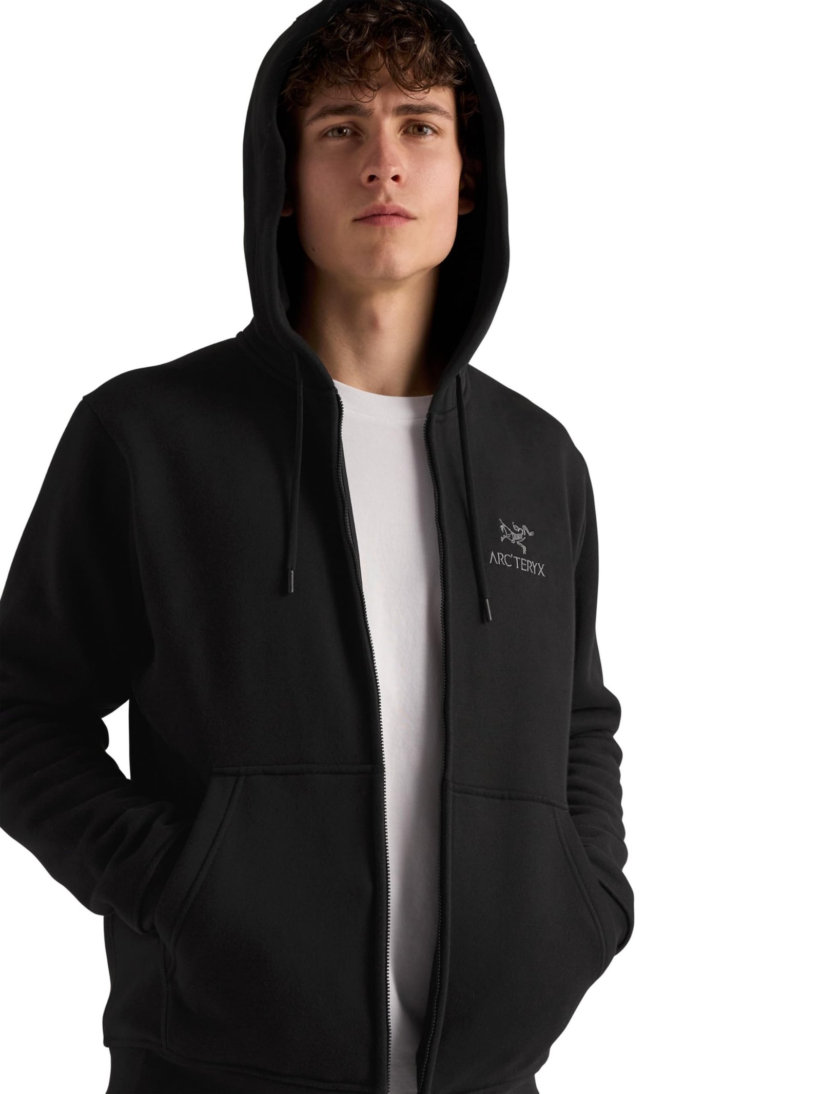Emblem Fleece Full Zip Hoody Men's - Made To Climb Worn Everywhere - Black, Medium