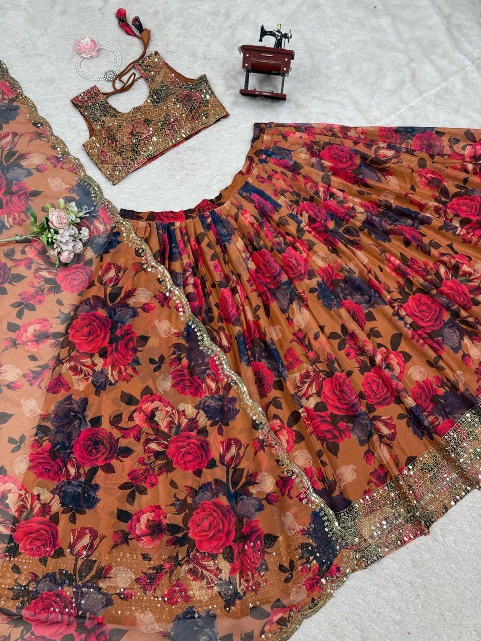 Ready To Wear Indian Lehenga Choli, Duppatt with Stitched Blouse For Women, Bridesmaid, Party, Festival Wear 354, Mustrad Yellow, 36