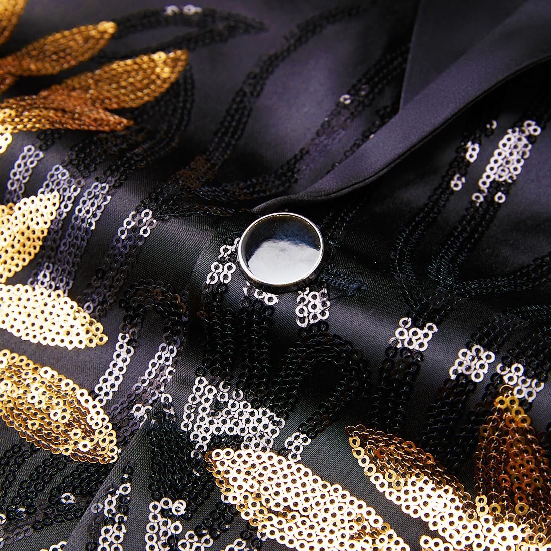 Men's High-end Positioning Sequins Luxury Suits One Button Shawl Lapel Blazer Jacket Pants,Men Tuxedo Suit Set, Gold, Medium