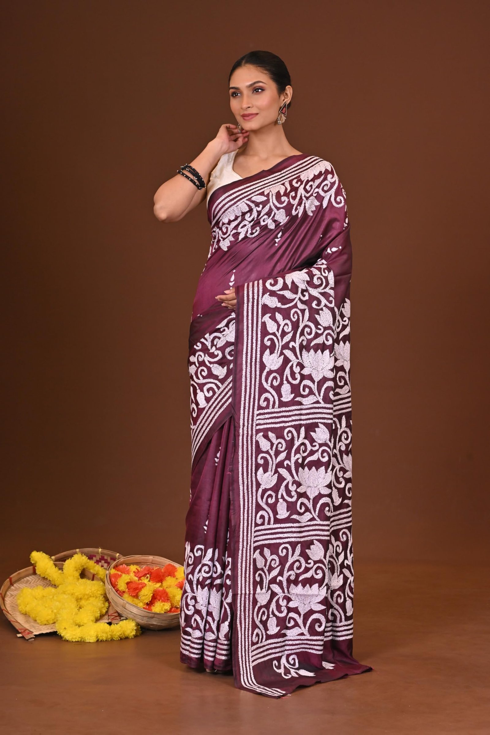 RAMSHYAM COLLECTION WOMAN'S CHITRANGADA BLENDED SILK KANTHA SAREE