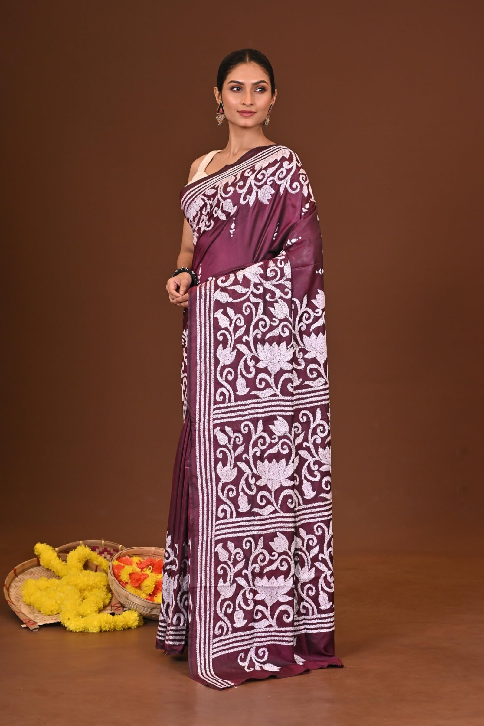 RAMSHYAM COLLECTION WOMAN'S CHITRANGADA BLENDED SILK KANTHA SAREE